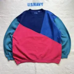 【90s】TOWNCRAFT 切替デザイン クルーネックスウェット マルチカラー