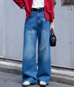ライトブルー ワイドレッグデニム