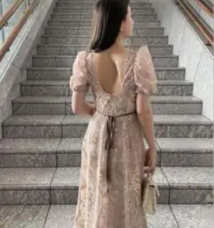 SNIDEL スパンコールレース刺繍ドレス 0のサムネイル