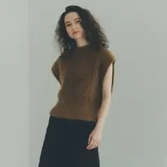 Heriter エリテ キッドモヘア アルパカ混 ニットベスト バックオープン