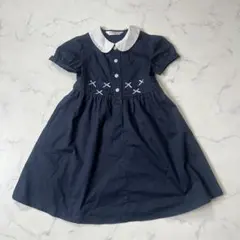 美品　ショパンドゥ　120 フォーマルワンピース　リボン　襟　ネイビー
