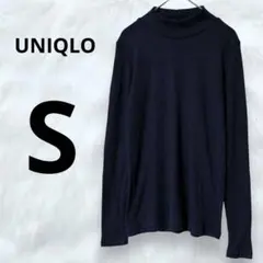 UNIQLO リブハイネックT 長袖　ネイビー　プチネック　ロングTシャツ