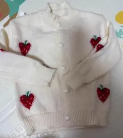 女の子用 イチゴ柄ニットカーディガン