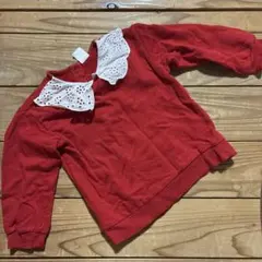 ⭐️美品⭐️H&M キッズ トレーナー 90cm レッド 襟付き クリスマス 赤