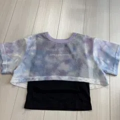 メッシュトップス 重ね着風Tシャツ