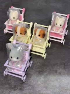 シルバニアファミリー　赤ちゃん　ベビーカーセット　わたウサギ　シフォン　シルク