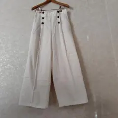 ホワイト ワイドパンツ ハイウエスト 4ボタン GU