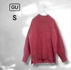 【ジーユー】パフィータッチハイネックチュニック長袖 シンプル 上品 ピンク S