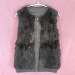 military リアルファー リバーシブルベスト grunge GOA カーキ