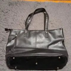 黒 合成皮革 ビジネスハンドバッグ