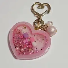 平成レトロ】 キラキラ ハート 文字 キーホルダー セット ピンク
