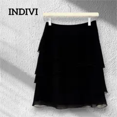 インディヴィ リバーシブル スカート タック ティアード 黒 38のサムネイル