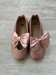 H&M グリッター ピンク バレエシューズ　17センチ