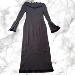 マーキュリーデュオ　薄手　ラメ入りダークグレーカラー　ニットワンピース