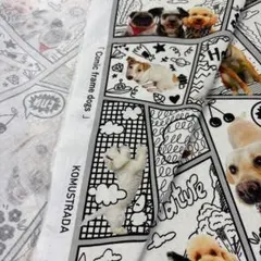 シーチングのコミック犬プリント 1M