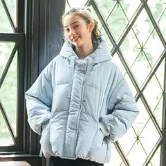 新品　ポンポネットジュニア　ダウンコート　165cm LL サックス