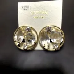 sophia ラウンド型クリスタルイヤリング