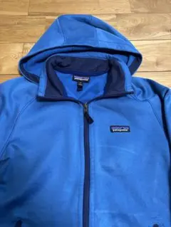 patagonia フリースジャケット フード付きS 青