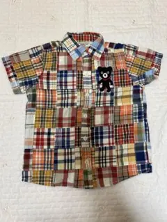 DOUBLE.B チェック柄 半袖シャツ110