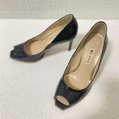 DIANA ブラック オープントゥ ハイヒール　23cm