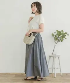 アーバンリサーチ グレー ロングスカート ゴムウエスト