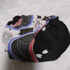 和風花柄巾着型小物入れ