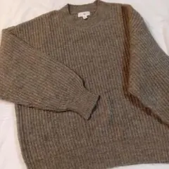 H&M ブラウン リブ編み クルーネック セーター