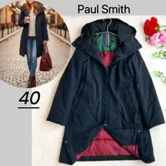 極美品/ポールスミス★ウール ダウンコート コクーン バイカラー 切替え フード