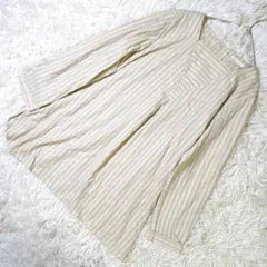 【美品】シンプルライフ コットン100% ストライプ プルオーバー ブラウス L