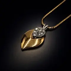美品 ✨ ヴィンテージ ジバンシィ ラインストーン ゴールド ネックレス リーフ