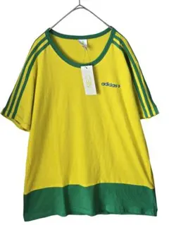 【新品タグ付き】アディダス リンガーTシャツ O 黄 緑 3本ライン Y2K