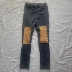 グレー リブ編み レギンス 膝パッチ付き