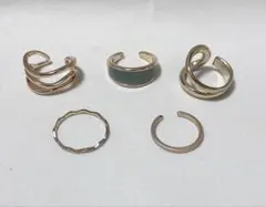 ゴールドリング 5点セット フリーサイズ