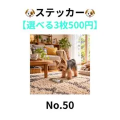 【3枚500円】ステッカー　ヨークシャーテリア　スマホを覗く　犬　No.50
