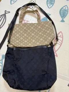 russet ブラック ナイロン ショルダーバッグ＋トートバッグ