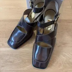 【未使用】GRISE le talonブラウン レザー オープントゥパンプス
