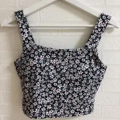 小花柄 クロップトップ パット入　ヨガウェア Mサイズ