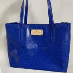 【美品】kate spade エナメルトートバッグ 青