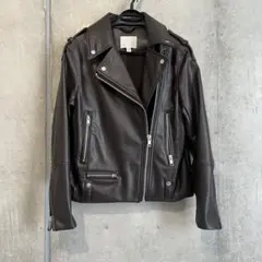 H&M ダブルライダースジャケット ダークブラウン XSのサムネイル