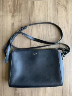 極美品アニエスベー ショルダーバッグ サフィアーノレザー 2way ロゴ 