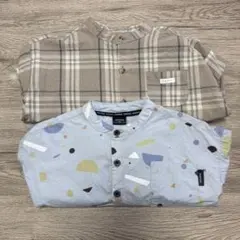 柄物ノーカラーシャツ 2枚セット キッズ ベビー 男の子