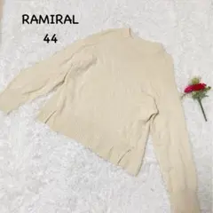 RAMIRAL【XXL】ニットセーター　秋冬　アイボリー　裾リブ　ナイロン