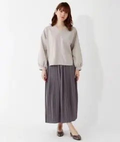 grove グローブ プリーツスカート L グレー ロングスカート ワールドのサムネイル