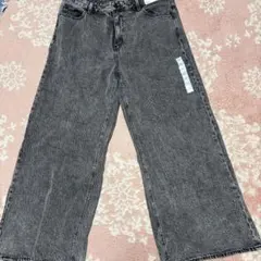 GU ブラック/グレー ワイドジーンズ 3XL
