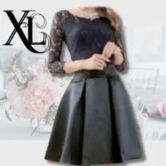 ワンピース レディース結婚式 春夏お呼ばれパーティー韓国 黒くろブラックXL