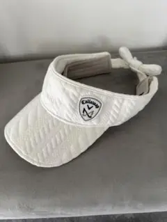 Callaway ホワイト バイザー サンバイザー　キルティング　リボン