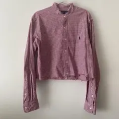 ラルフローレン　古着　リメイクシャツ　ギンガムチェック　赤