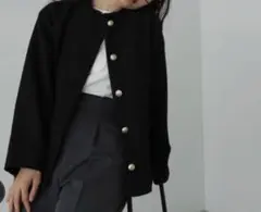 Natural beauty basic ノーカラーツイードジャケット