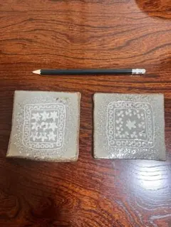 ハンドメイド 陶器 プレート 2枚セット