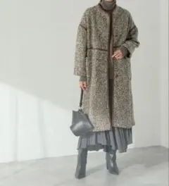 Simplicite ツイードガウンコート　ブラウン　茶　シンプリシティエ